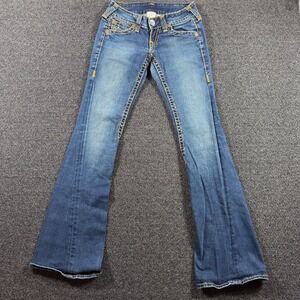 Vintage True Religion Joey Super T Flare Low Rise Jeans Womens 26 Blue Denim